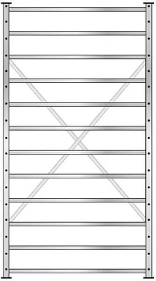 Produktbild von Fächerregal, 300 mm tief, mit 12 Fachböden, Stecksystem, verzinkt, BxTxH 1070 x 300 x 2000 mm