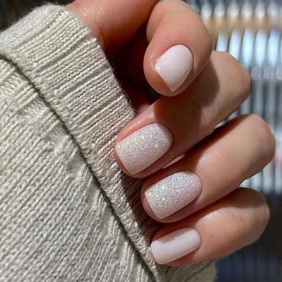 Image de 24 pcs. Milky Blanc Unicolore Ongles Angulaires - French Press on Nails avec paillettes, Glossy Ongles Artificiels