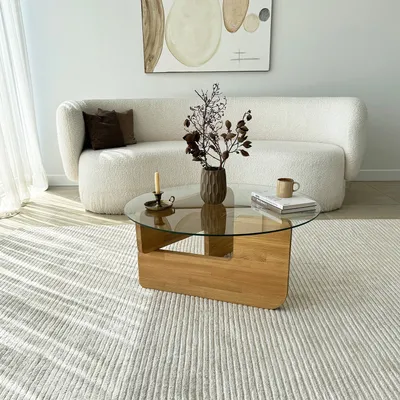 Produktbild von Skye Decor, Mia - Oak, Transparent, Couchtisch, Eiche, 100 % gehärtetes Glas, 75 x 75 x 35 cm