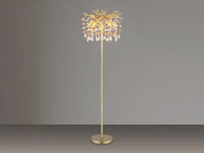 Produktbild von Ausgefallene Stehlampe Gold mit Kristall, Wohnzimmerlampe stehend, Höhe 155cm
