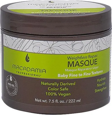 Image de Macadamia Weightless Masque hydratant pour cheveux abîmés et fins 222ml