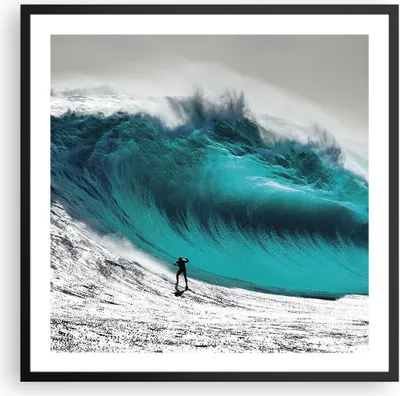 Produktbild von Gerahmtes Poster - Schwarzer Rahmen - Surfen Welle Türkis - 60x60 cm - Wand Bild - Wanddeko - Wandbilder - Kunstposter - Wandposter - Bilderrahmen - Bilder - Kunstdruck - Wandbild - P2BAC60x60-4351