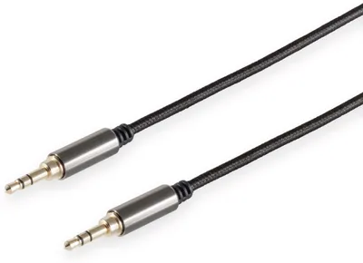 Produktbild von BlackBaumwolle Klinken Audiokabel, 3,5mm, Stereo, schwarz - Länge: 1,00 m