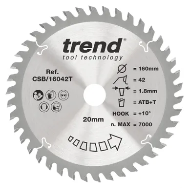 Akku-Kreissägeblatt 160 mm, 42 Zähne, 1,8 mm, TCT