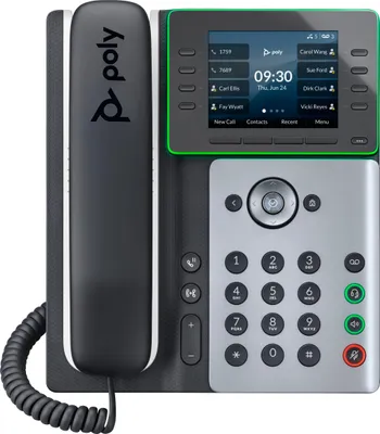 Obrázek produktu pro HP Poly IP telefon Poly Edge E350 s podporou technologie PoE, IP telefon, Černá, Sluchátko s kabelem, 8 řádky, IPS, 8,89 cm (3.5")