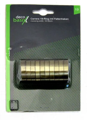 Produktbild von 10 Stück Carrera 19-Ringe mit Faltenhaken, Metall Messing antik