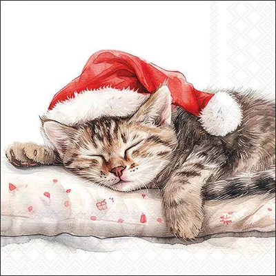 Produktbild von 20 Servietten Dreaming about X-Mas - Träumende Weihnachtskatze 33x33cm