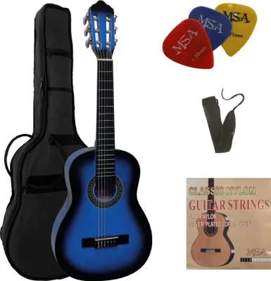 Produktbild von Msa Konzertgitarrenset - 1/4 Kinder Gitarre Blau-Schattiert (Blueburst) Im Set - Tasche Band Saiten Pleks K3