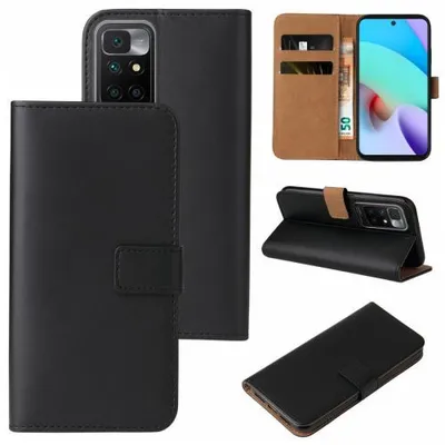 Produktbild von Kunstleder Flip-Hülle für Smartphones - Farbe: Schwarz - Modellkompatibilität: Für Xiaomi Redmi 10