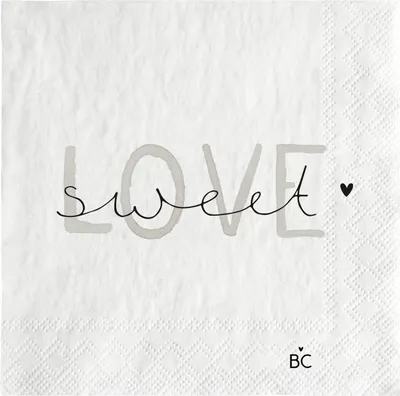 Produktbild von Servietten Sweet Love weiß schwarz 25x25cm Papier Bastion Collections
