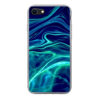 Produktbild von MuchoWow® Handyhülle Schutzhülle Hülle für iPhone SE 2020 Abstrakt - Wellen - Design Silikon Softcase Handy Hülle - Kartenbesitzer