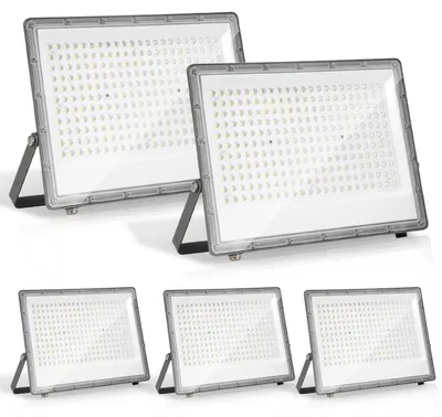 Zdjęcie produktu dla Eikuavons, reflektor LED zewnętrzny, 200W, IP65, obudowa aluminiowa, przeznaczony do użytku zewnętrznego i przemysłowego, światło białe (6000K), zestaw 5 sztuk