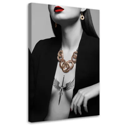 Produktbild von Leinwandbild Frau Glamour 40x60 Feeby Schwarz-Weiß bild für die wand bereit zum aufhängen