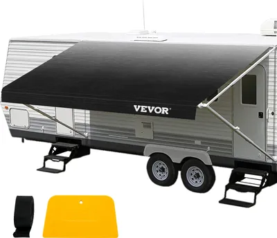 Immagine prodotto di VEVOR tenda da sole per camper 18 piedi, tessuto di ricambio per tende da sole 17 piedi 2 pollici, vinile impermeabile di alta qualità, tessuto di ricambio universale per tende da sole per camper, roulotte e camper, colore antracite