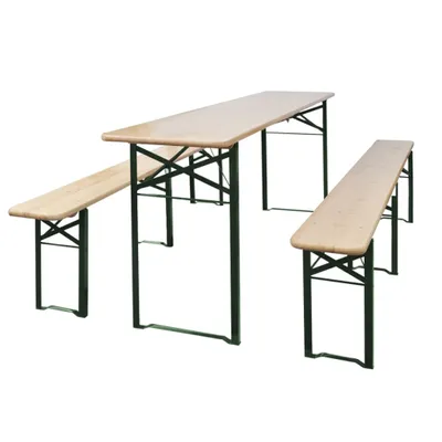 Obrázek produktu pro Skládací cateringový stůl se 2 lavicemi 220 cm masivní borovice