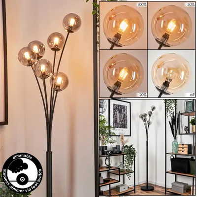 Produktbild von Lerici Stehlampe aus Metall/Glas in Schwarz/Bernstein