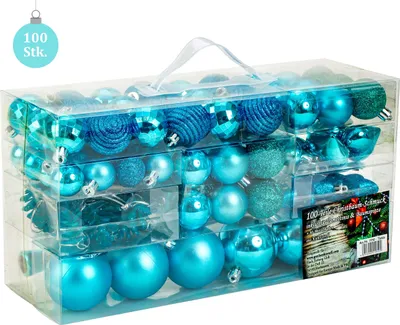 Produktbild von 100 teiliges Set Lamettini Türkis  Weihnachtskugeln Spitze Lametta Anhänger