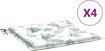 Produktbild von vidaXL Stuhlkissen 4 Stk. Blattmuster 40x40x4 cm Stoff