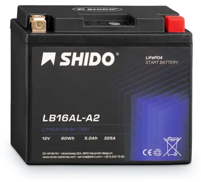 Produktbild von Shido Lithium Motorradbatterie LiFePO4 LB16AL-A2 12V