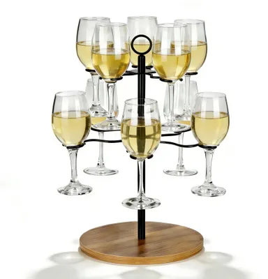 Dranktoren für 10 Gläser, 2-stufig, Holzfuß, 42 cm