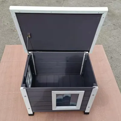 Obrázek produktu pro @Pet Venkovní domek pro kočky 57x45x43 cm Dřevo šedé a bílé