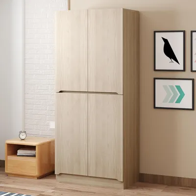 Immagine prodotto di Armadio Merax 70x40x170cm con design a doppia anta, anta con piccolo scomparto per calzini e biancheria, facile da montare, armadio naturale per bambini