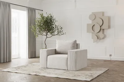 Productafbeelding van Designfauteuil ESTELLE, bekleed met stof Poso in de kleur crème