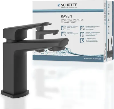 Obrázek produktu pro SCHÜTTE RAVEN umyvadlová baterie, koupelnová baterie s vyskakovacím výtokem matná černá