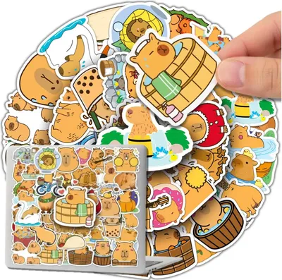 Produktbild von Capybara-Aufkleber-Set, 50 bunte Aufkleber, zum Basteln für Kinder