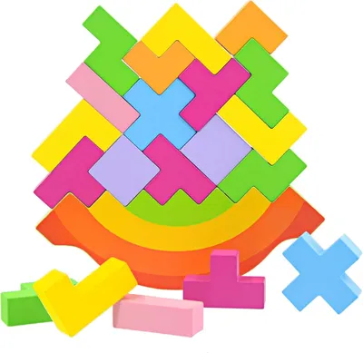 Immagine prodotto di Giocattoli in legno per bambini - Blocchi da costruzione educativi Montessori, ideali come regali di Natale, compleanno e Pasqua