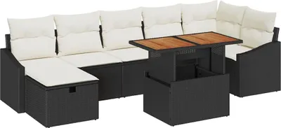 Immagine prodotto di vidaXL Set di divani da giardino con cuscini 8 pezzi in polirattan nero