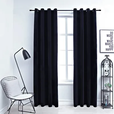Produktbild von Verdunkelungsvorhänge mit Ösen 2 Stk. Samt Schwarz 140x225 cm