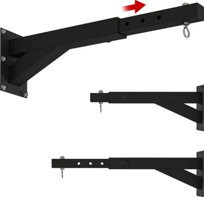 Produktbild von Verstellbare Boxsackhalterung Wandmontage Schwarz Stahl 60 kg 5-stufig
