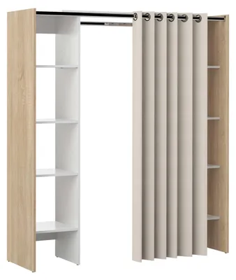Produktbild von Garderobe Spike 112/185cm mit Vorhang - Eiche/Ecru