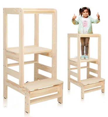 Productafbeelding van Leertoren Montessori | Zelfmontage | Leertoren Keukenhulp | Keukentoren | Leertoren Peuters | Stabiel | Naturel