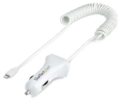USB-Autolader 2 Ports, 12W, 1m Lightning-Kabel, Weiß