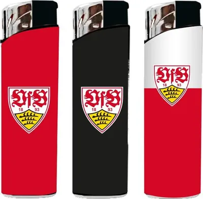 Produktbild von Elektronik Feuerzeug VfB Stuttgart 3er Blister Curly CR offizieller Lizenzartikel