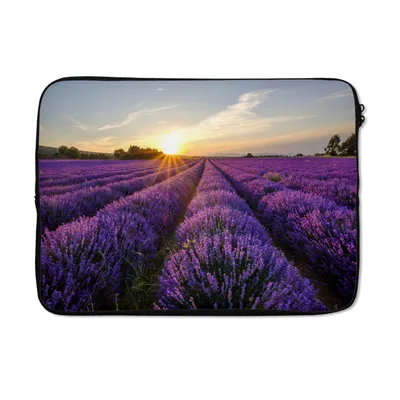Produktbild von MuchoWow® Laptop Hülle 14 ZollLavendel - Blumen - Sonnenuntergang - Lila Laptoptasche - Laptoptasche - Stoßsicher - Schutzhaube