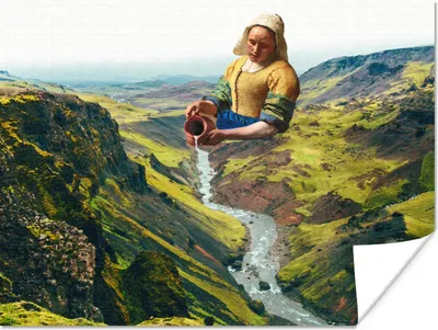 Produktbild von MuchoWow® Poster Milchmädchen - Vermeer - Natur 120x90 cm - Wandbild