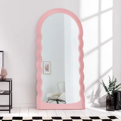 Produktbild von riess-ambiente Design Wandspiegel WAVE 160cm rosa Spiegel Dekospiegel Hängespiegel Standspiegel