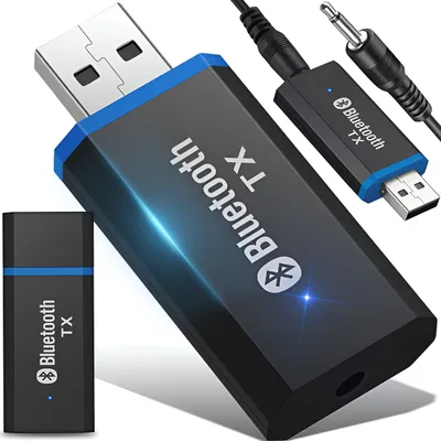 Produktbild von Bluetooth Sender Empfänger Audio BT 5.0 3,5mm Kabellos Adapter AUX Kabel 2in1 Wireless Transmitter Receiver PC TV Auto USB Kopfhörer TX Windows Retoo