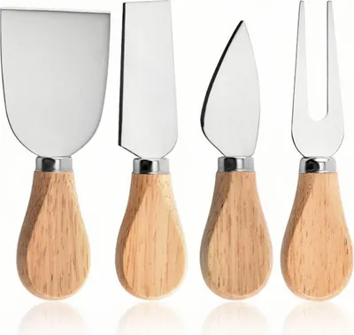 Produktbild von 4-teiliges Käsemesserset - Edelstahl mit Holzgriff