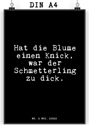 Produktbild von Mr. & Mrs. Panda Bild Hat die Blume einen... DIN A4 - Schwarz - Geschenk, Sprüche, Posterdruck, Schmetterling, Freundin, Wanddekoration, lustiger Spruch, Wandbild, drucke