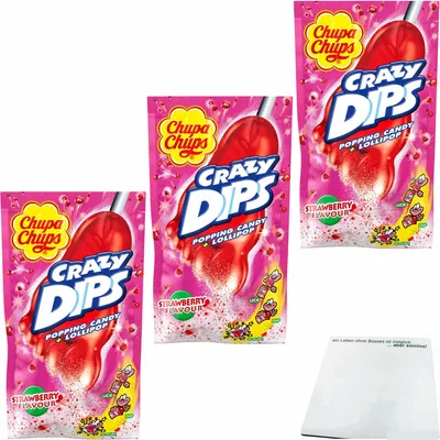 Produktbild von Chupa Chups Lutscher Crazy Dips Erdbeer 3er Pack (3Stk) + usy Block