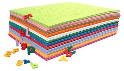 Image de Chiffres et lettres en mousse EVA, de couleurs variées - 24 feuilles