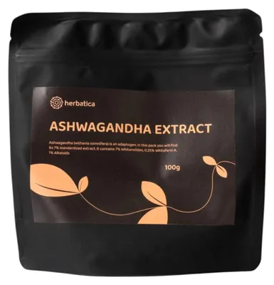 Obrázek produktu pro Ashwagandha prášek z kořene, 7% extrakt - 100 g - Herbatica