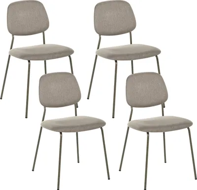 Obrázok produktu pre BELIANI Sada 4 jedálenských stoličiek, béžovo-sivý polyester, kovové nohy, bez podrúčok, moderný minimalistický štýl