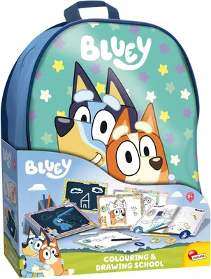 Image de BLUEY - Sac à dos avec kit de coloriage et de dessin pour enfants à partir de 3 ans - Kit de loisirs créatifs comprenant un livre de coloriage et des autocollants