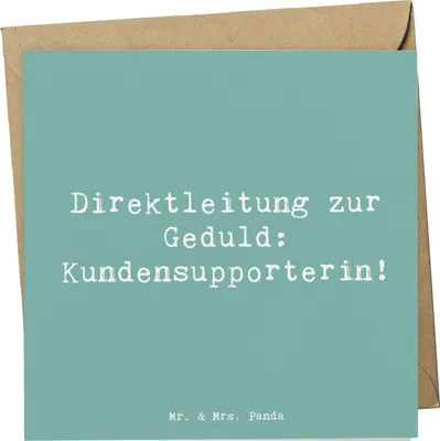 Produktbild von Mr. & Mrs. Panda Grußkarte Spruch Kundensupporterin Geduld - Meeresbrise - Geschenk, kreative Geschenke, Herausforderung, Glückwunschkarte, Beruf, Kundenbetreuung