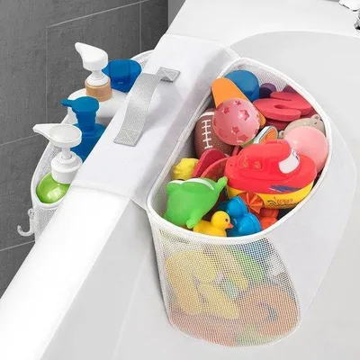Productafbeelding van Ibenzoa® Badkamerorganizer van scheurbestendig mesh – ademend, snel droog en handwasbaar, stevige opbergoplossing voor speelgoed en sorteerzak voor badkameraccessoires